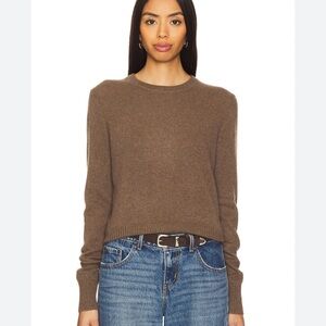 White + Warren Brown Cashmere Essential Sweater size M